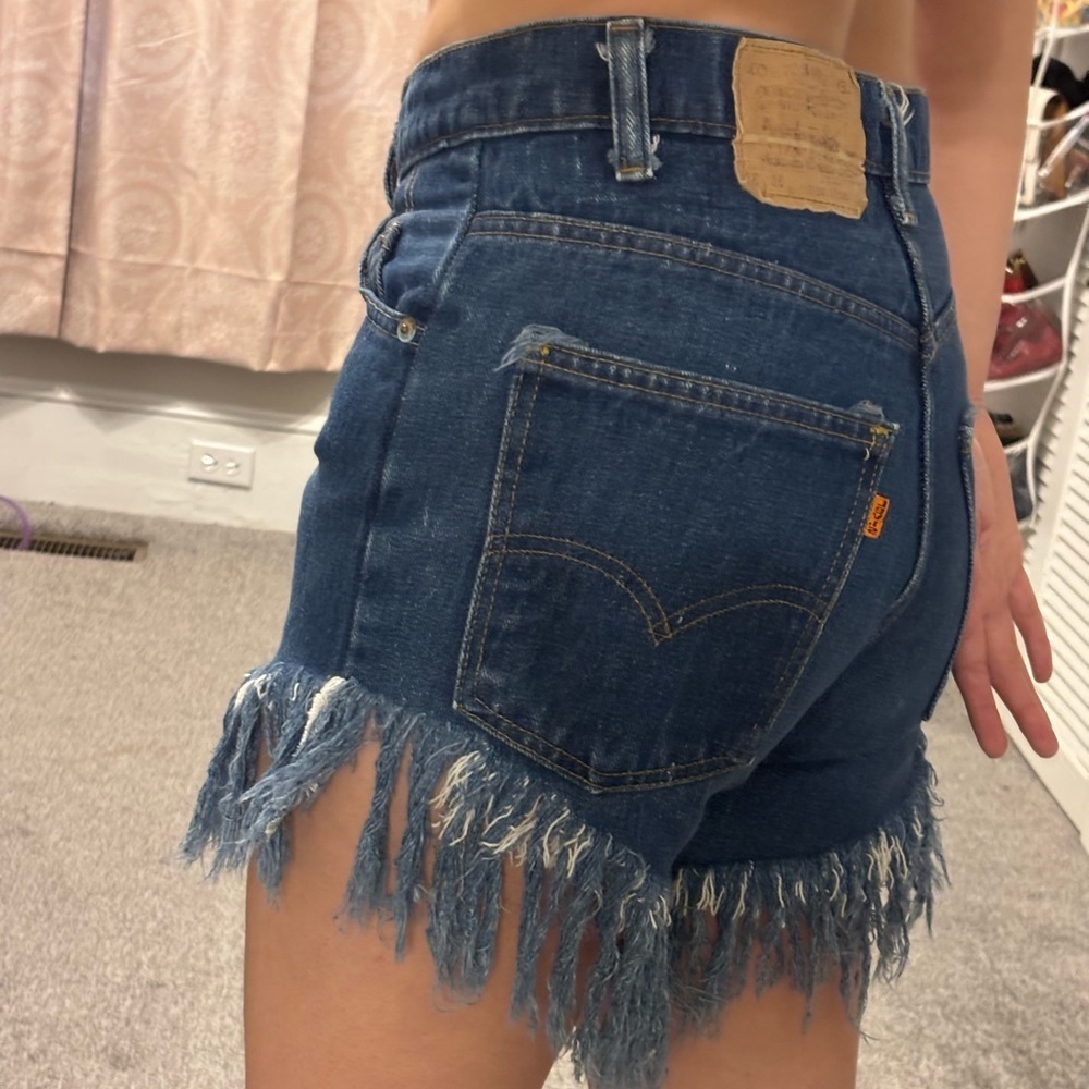 60's-80's Vintage Boho Western Denim Levis Orange Tab 30/34 Mom Shorts XS Small - Picture 2 of 10